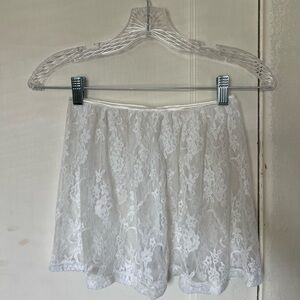 Sheer White Lace Mini Skirt